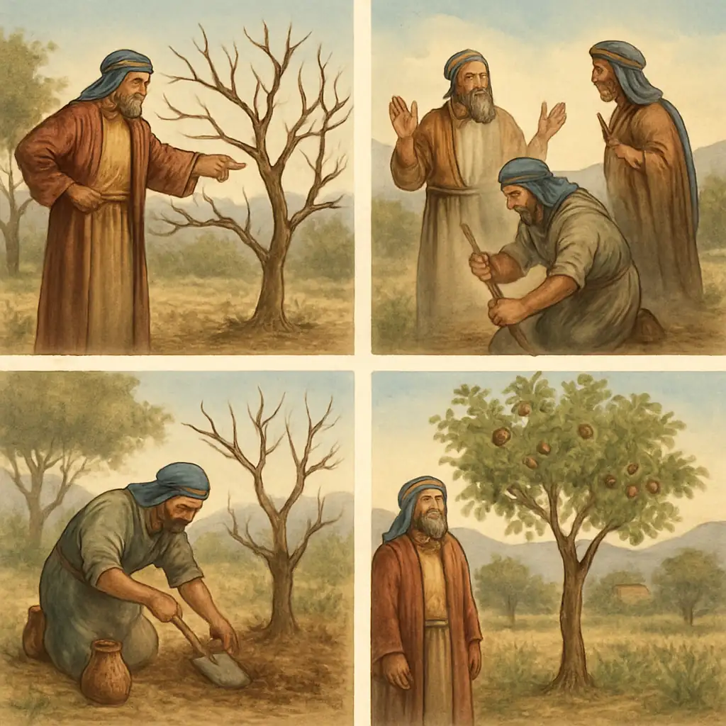 Illustration of a fig tree without fruit