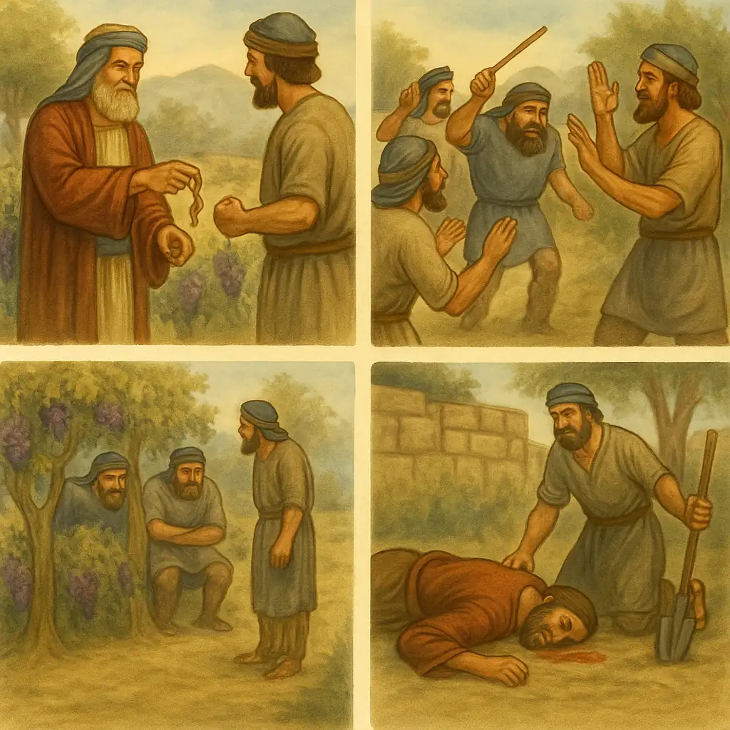 Vineyard workers attack the owner's messengers