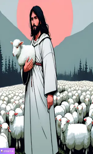 Jesus holding a lamb
